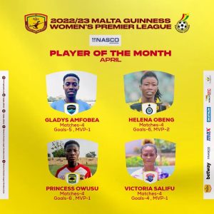 VICTORIA SALIFU NOMINATED FOR "PLAYER OF THE MONTH, APRIL"